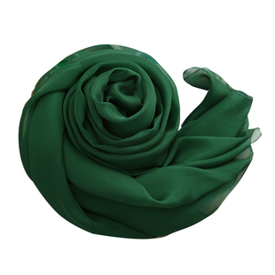 墨绿色100%桑蚕丝丝巾长款真丝围巾女春秋冬夏季百搭薄款披肩纱巾