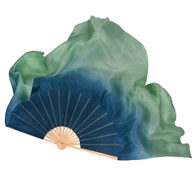 双色加长青绿渐变古典舞真丝