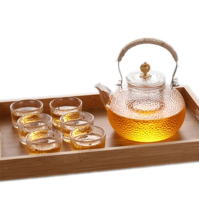 玻璃复古锤纹提溜茶壶