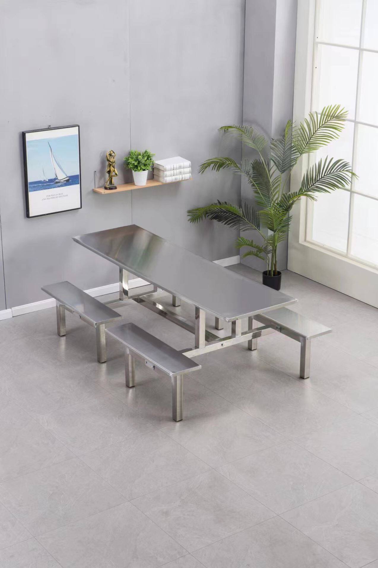 品连体工厂连体餐桌椅专用学校餐桌椅食堂人468组合饭堂快餐桌促