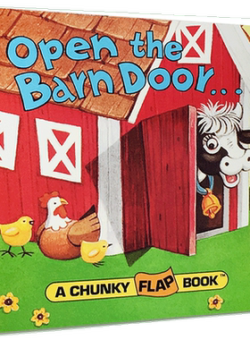 送音频英文原版绘本Open The Barn Door Find a Cow农场动物认知拟声词汇翻翻纸板趣味手掌书入门启蒙0-3-6岁益智