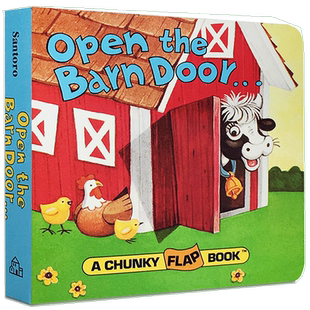 送音频英文原版绘本Open The Barn Door Find a Cow农场动物认知拟声词汇翻翻纸板趣味手掌书入门启蒙0-3-6岁益智