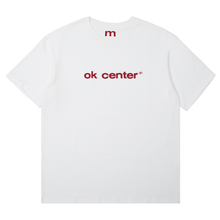 okcenter白红基础字authentic sanded dry 毛感宽松版型TEE