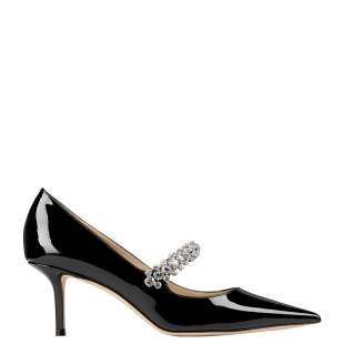 [24期免息]JIMMY CHOO/BING PUMP 65女士水晶饰黑色漆皮高跟鞋JC