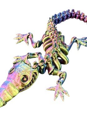 3D打印丑萌骷髅鳄鱼模型摆件