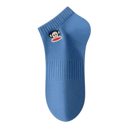 大嘴猴纯色棉袜男春夏季薄款抗菌短袜男款防臭吸汗防滑运动船袜子