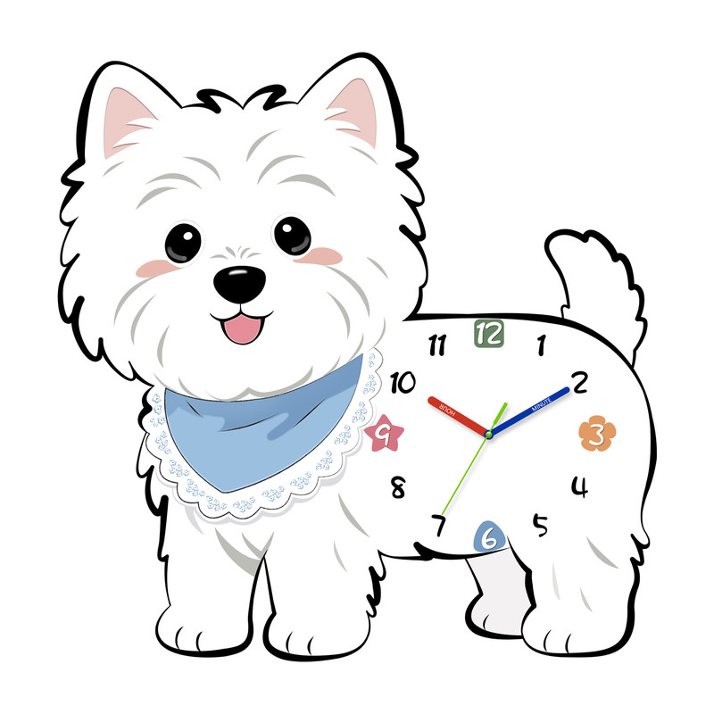 狗狗摇摆钟表挂墙免打孔石英挂钟