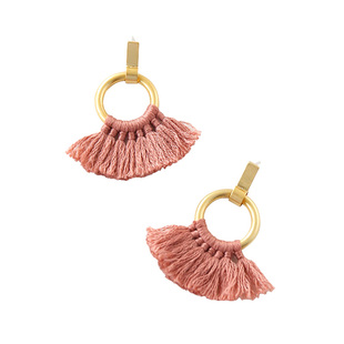 美国热牌madewell出口y单豆沙粉色纯手工流苏耳环ins925银针耳饰