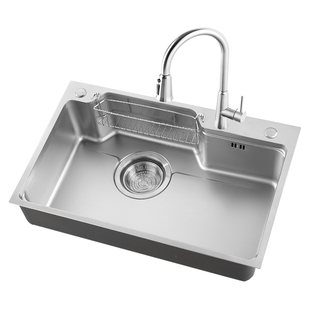 墨林洗菜盆大水槽单槽厨房304不锈钢拉丝洗碗槽水盆台中盆无涂层