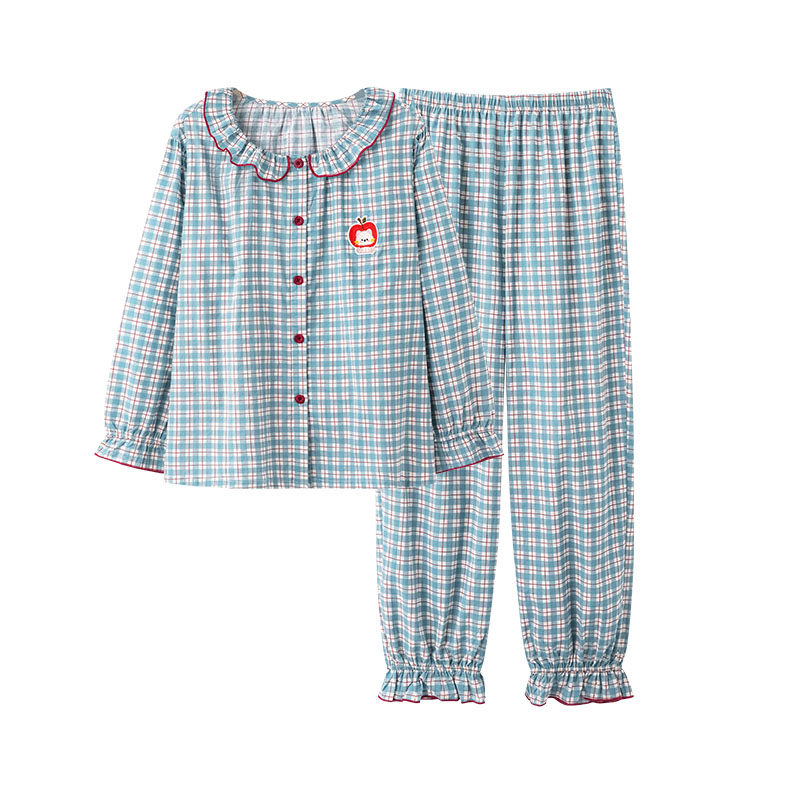 梭织纯棉睡衣女款春秋全棉家居服