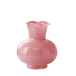 法式芬顿花瓶玻璃高级感ins玉粉色客厅餐桌插花摆件中古装饰花器