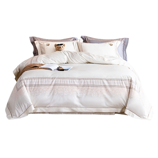 TeenieWeenie小熊酒店风白色提花床上四件套纯棉床单高端1.8m套件