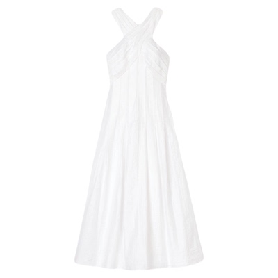 SANDRO女装法式白色挂脖连衣裙