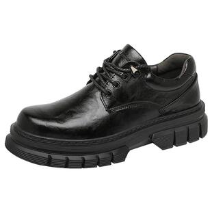 公牛世家皮鞋男款冬季软面真皮厚底增高大头男鞋英伦风休闲马丁靴