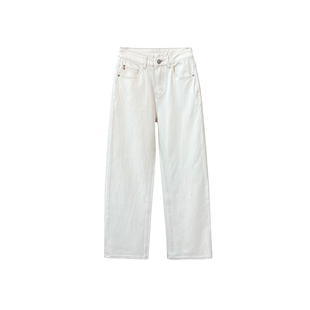 wan分推荐！~白色窄版直筒牛仔裤女2026新款显瘦宽松高腰弹力长裤