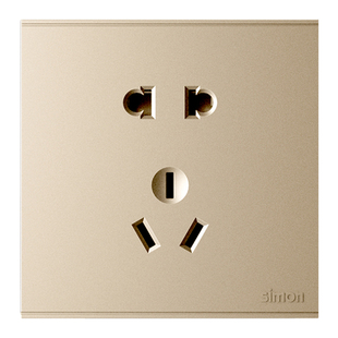 西蒙开关插座E6香槟金色86型一开五孔面板家用usb官方官网店