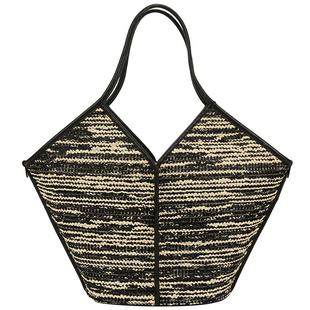 Hereu 春夏新款女士休闲编织纹理大号大容量单肩手提包托特包