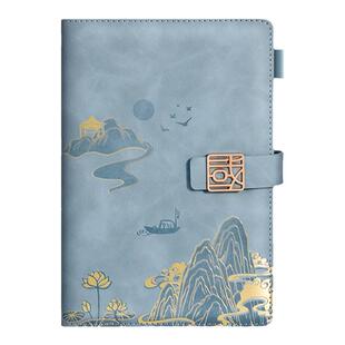 a5国潮笔记本本子超厚商务复古2025年新款中国风商务办公工作会议记录本大学生日记本加厚记事本定制可印logo