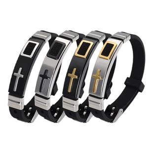 钛钢十字架男士手链腕带表带运动手环男款潮流痞帅简约手饰配饰男