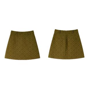 PIT暗纹刺绣高腰A字短裙半身裙女2025春季新款时尚包臀显瘦直筒裙