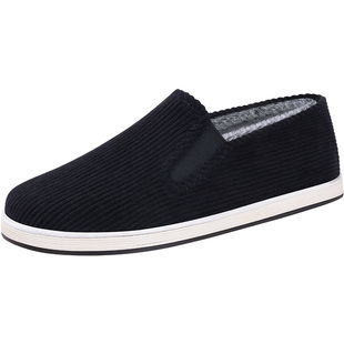 老北京布鞋男款2025冬季新款加绒加厚棉鞋一脚蹬千层底男士保暖鞋