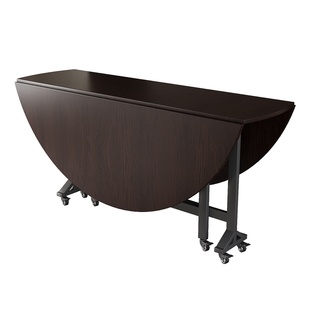 云沐语餐桌大圆桌12人家用颗粒板多功能中古风可折叠带转盘圆桌