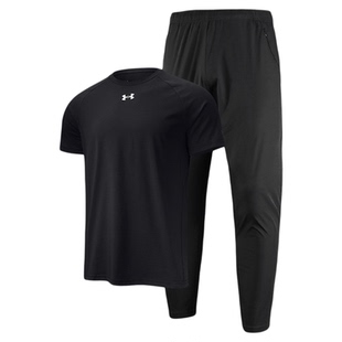 UA安德玛套装男 春夏跑步防风抗菌短袖t恤梭织速干长裤裤子运动服