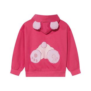 NOISY TEDDY 25秋季新款时尚可爱熊儿童连帽长袖卫衣外套宽松舒适