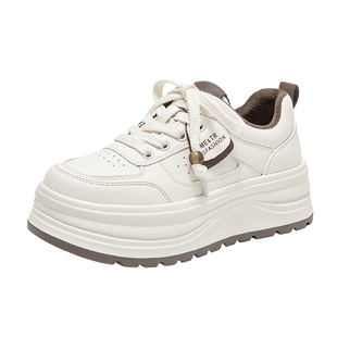 戈美其厚底小白鞋女系带爆款休闲板鞋增高百搭女鞋加绒保暖运动鞋