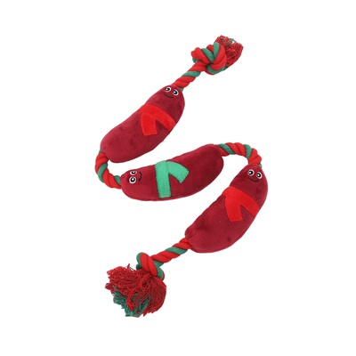 烤肠造型发声玩具耐咬狗拔河玩具