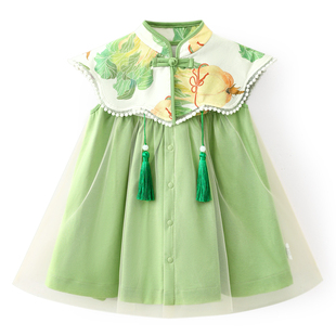 龙喜年周岁女宝礼服云肩汉服新中式国风公主薄款裙子百天宴衣服夏