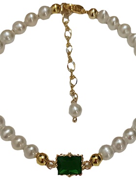 祖母绿宝石天然珍珠手链