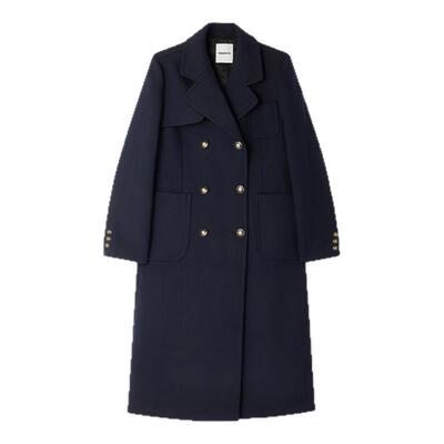 SANDRO双排扣翻领大衣外套