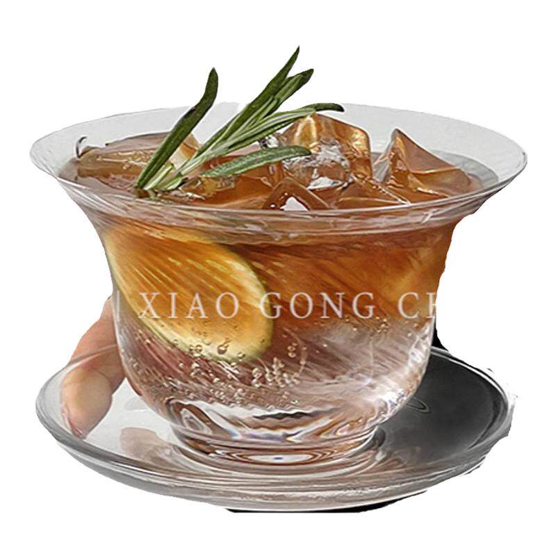 国风古典斜纹玻璃咖啡杯鸡尾酒杯