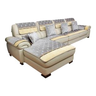 2025新款高端真皮沙发垫坐垫防滑座垫四季通用欧式短绒沙发盖布巾