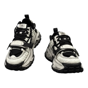 超火做旧男鞋2026新款夏季透气擦色老爹鞋男厚底内增高休闲运动鞋