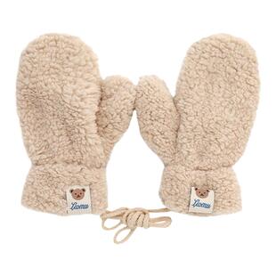 2025新款手套女生秋冬季加绒加厚可爱保暖百搭防风连指毛绒绒白色