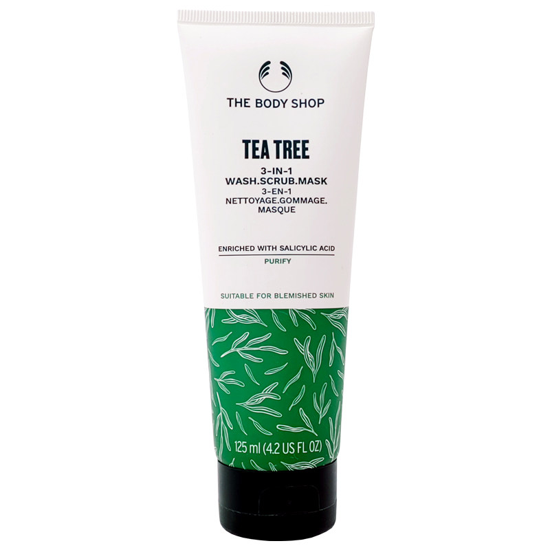 英国Thebodyshop 茶树三合一清洁磨砂面膜 清爽控油去黑头收毛孔