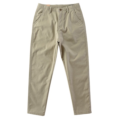 秋冬加绒加厚保暖小直筒休闲裤男暗格纹防风Chino软壳工装长裤子