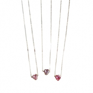 夏日微风/芭比甜心。粉紫玫红三色项链爱心水钻包金小众少女感ins