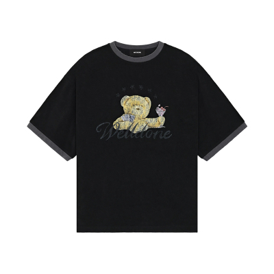 WE11DONE26夏季新品男女同款LOGO泰迪熊撞色圆领T恤休闲时尚