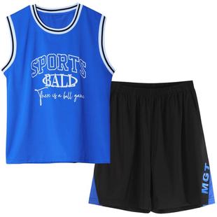 胖男童夏装2026新款儿童背心短裤运动套装大男孩青少年篮球服套装