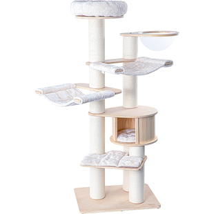 蜜罐猫爬架猫窝猫树一体 多层实木桦木大型猫架木质 de2501pro