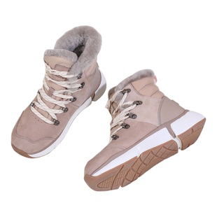 悍途羊毛雪地靴女2025年冬季户外真皮运动防滑保暖加绒东北大棉鞋