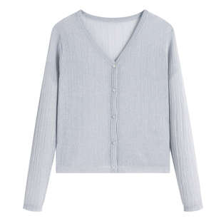 弥古灰色亚麻针织衫v领薄款吊带裙外搭罩衫开衫女夏短款防晒披肩