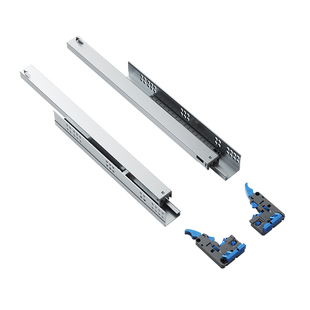 悍高三节全拉出托底滑轨同步阻尼缓冲展柜橱柜隐藏底装抽屉导轨
