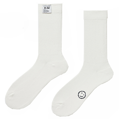 d.m商务黑色字母毛圈男士棉袜