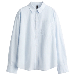 HM女装衬衫春季时尚通勤打底大廓形棉质衬衫1294999