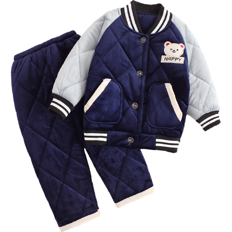 儿童睡衣冬季夹棉加厚款棒球服