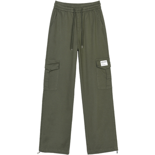 阔腿工装裤女加绒2022新款抽绳高腰加长高个子宽松休闲束脚直筒裤